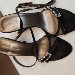 Linea Paolo dress sandals with dainty iridescent gem embellished buckles